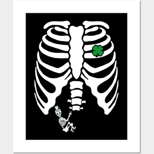 Skeleton Clover Heart Rib Cage X-Ray St Patricks Day Pregnancy Posters and Art